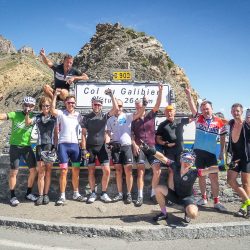Celebrating at the summit of the Galibier with Marmot Tours