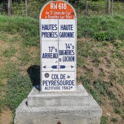 Col sign for the Peyresourde in the pyrenees