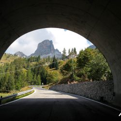Tunnel in the Dolomites with Marmot Tours Dolomites classics road cycling holiday