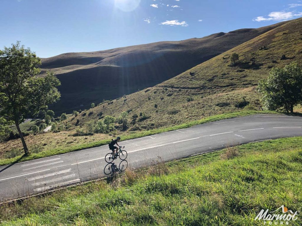 Cyclist on Peyresourde Raid Pyrenean cycling challenge