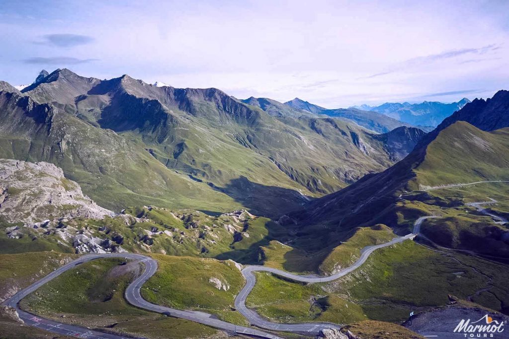 Alpine scenery on Raid Alpine with Marmot Tours fully supported road cycling holidays in Europe