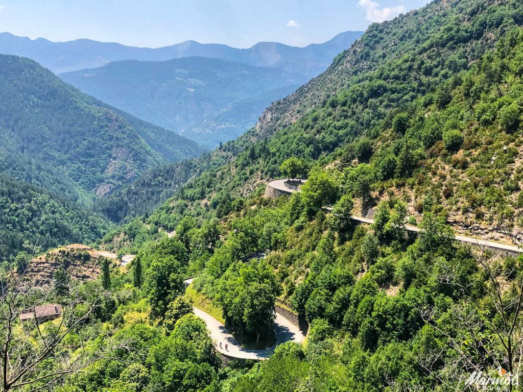 Switchbacks on the Col de Turini on Marmot Tours road cycling holiday in the Southern Alps