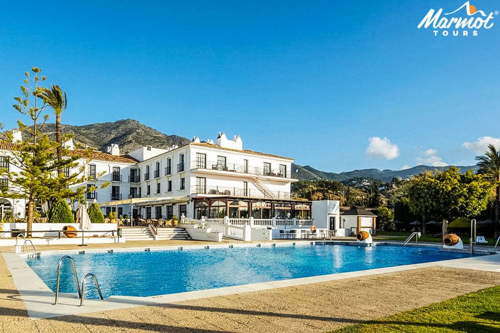 Hotel pool on guided cycling holiday Andalusia Spain with Marmot Tours