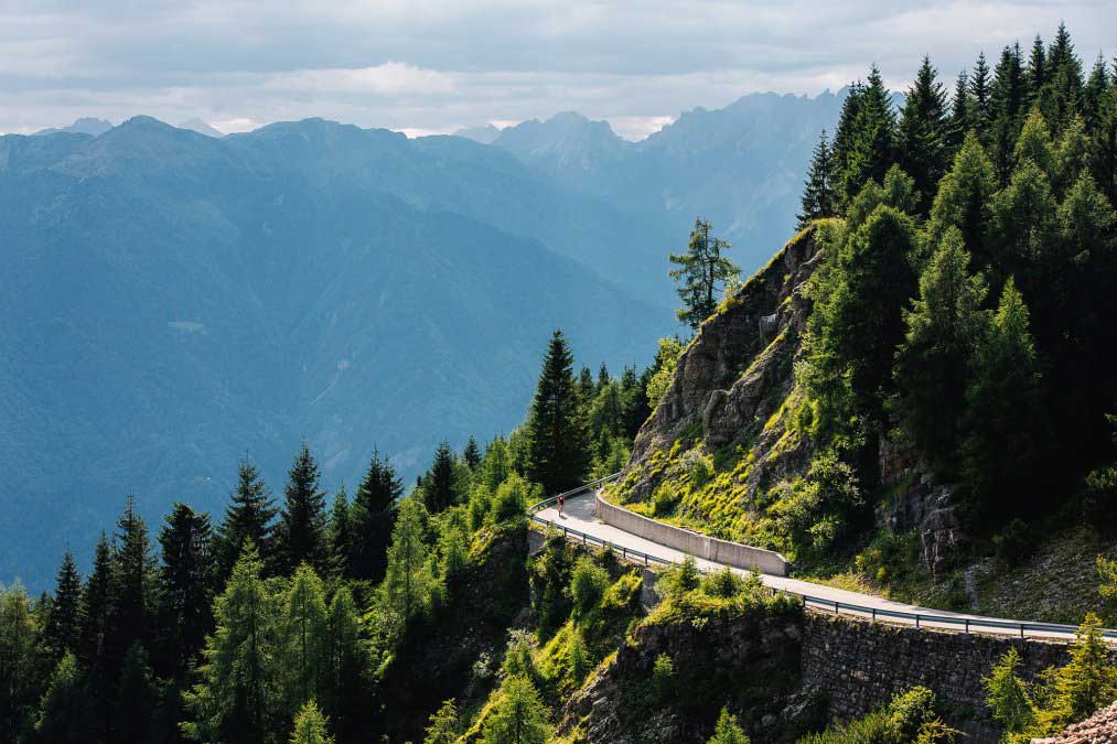 Cyclist climbing Monte Zoncolan