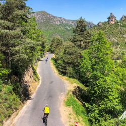 Cyclists enjoying gorges of South of France on guided cycling holiday with Marmot Tours