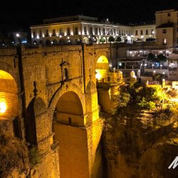 Ronda hotel at night on Marmot Tours guided group cycling holiday in Andalusia Spain