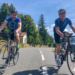 Pair of cyclist in the sun on Marmot Tours Raid Massif Central French cycling holidays