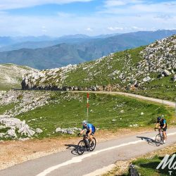 Group of cyclists climb Gamoniteiro in Picos de Europa with support from Marmot Tours road cycling holidays