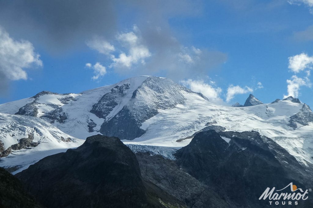 Stein glacier on Susten Pass cycling climb on Marmot Tours guided road cycling holiday Swiss Alps