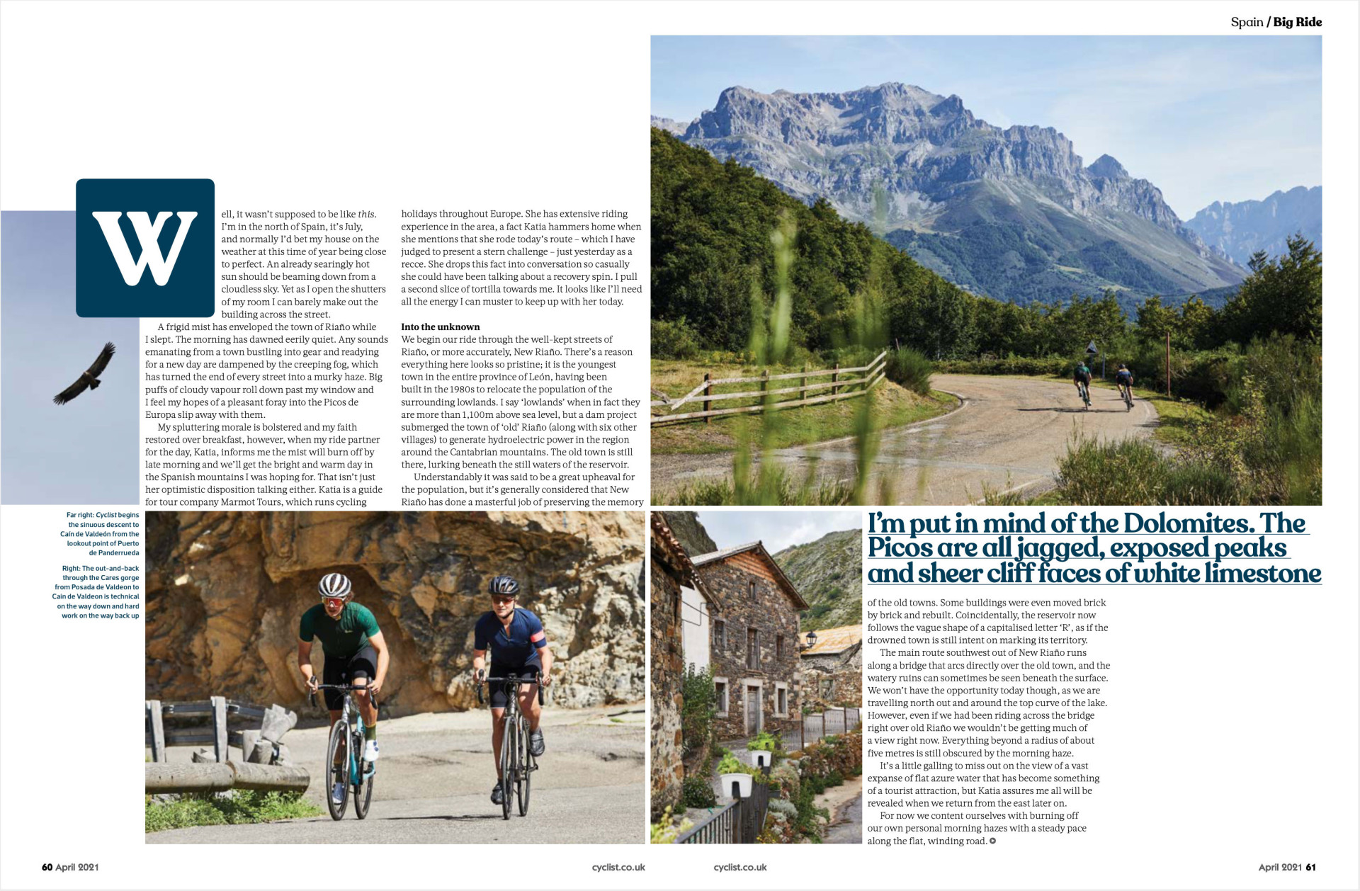 Cyclist magazine double page marmot tours article picos de europa page 2 April 2021