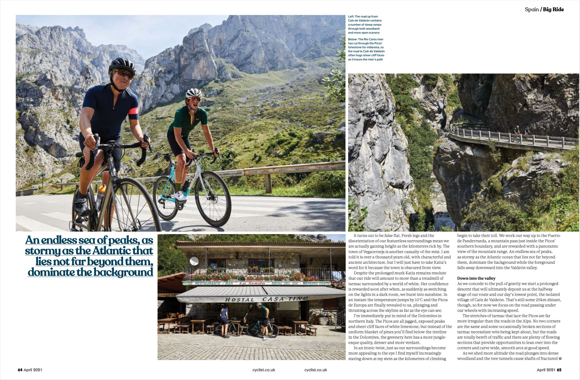 Cyclist magazine double page marmot tours article picos de europa page 4 April 2021