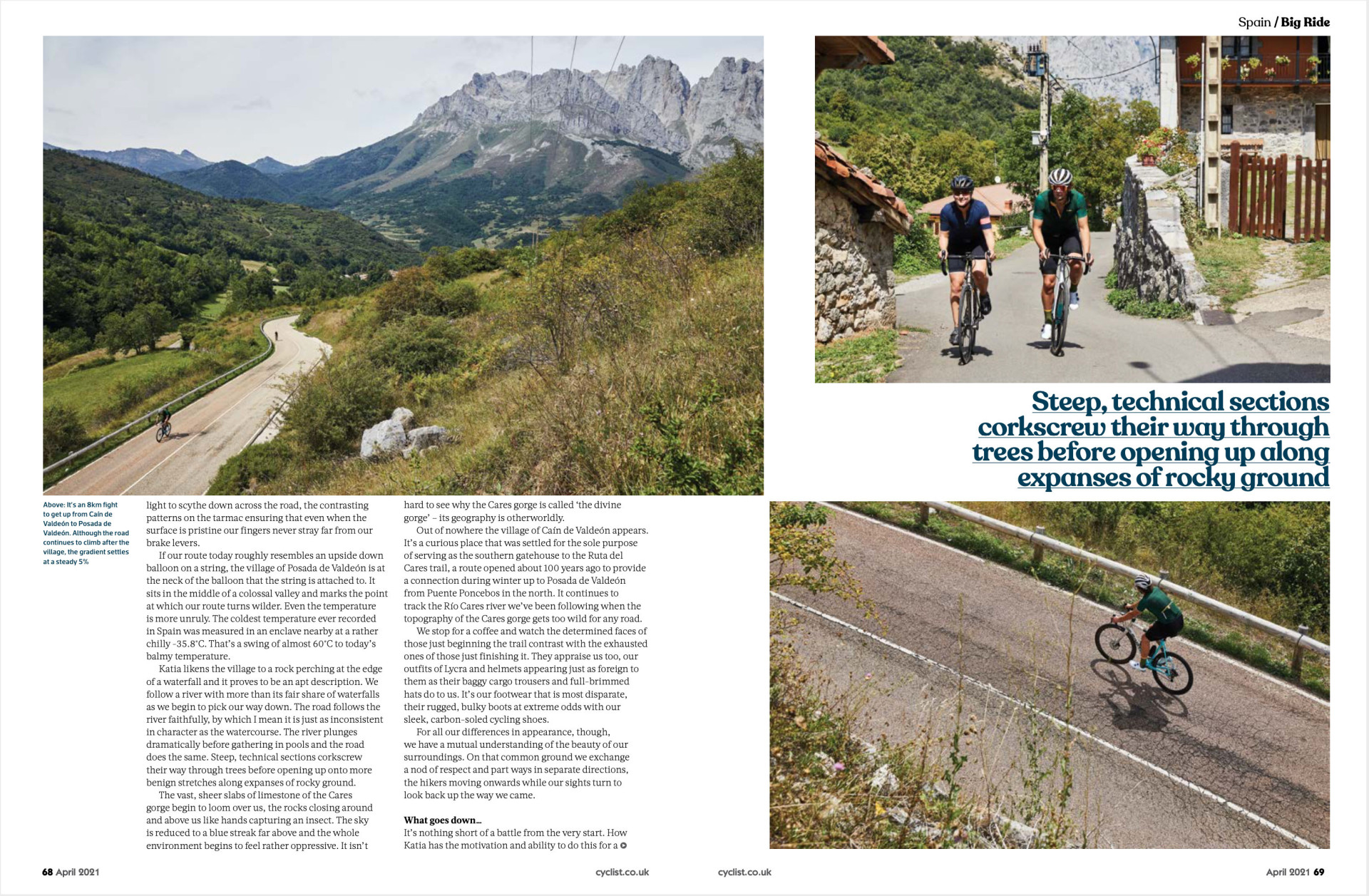 Cyclist magazine double page marmot tours article picos de europa page 6 April 2021