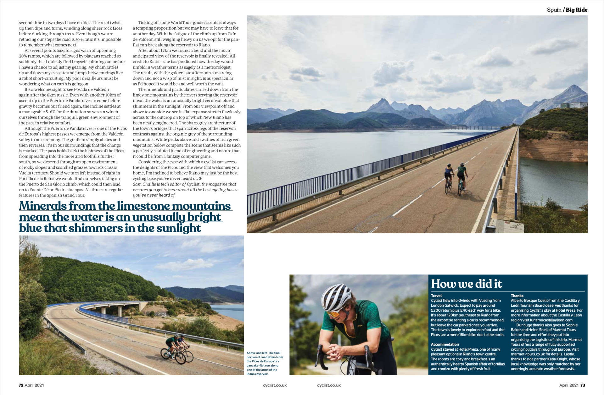 Cyclist magazine double page marmot tours article picos de europa page 8 April 2021
