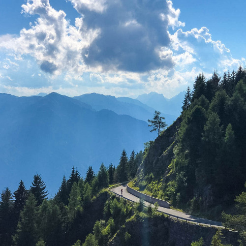 Balcony road on Zoncolan cycling challenge with Marmot Tours road cycling holidays