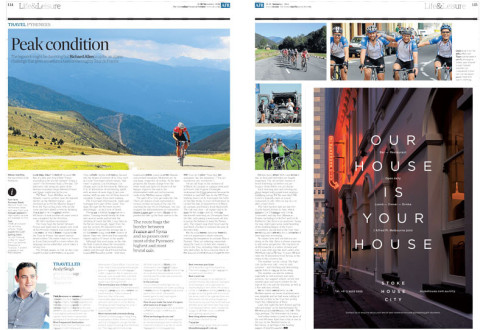 Raid Pyrenees with Marmot Tours feature in Australian Financial Review clipping landscape