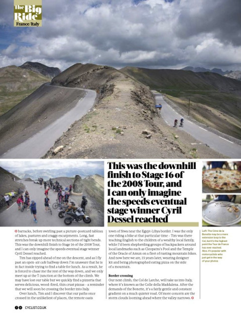 cyclist magazine col de la bonette article with marmot tours page 5
