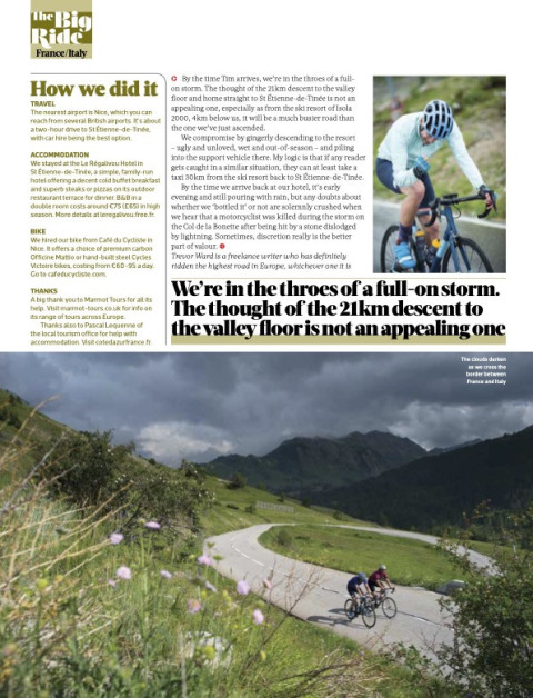 cyclist magazine col de la bonette article with marmot tours page 9