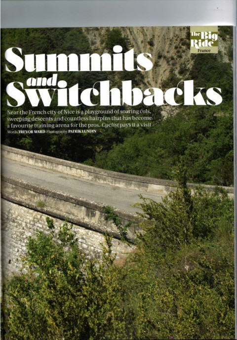 Cyclist magazine Big Ride feature on Col de Turini cycling climb with Marmot Tours page 1