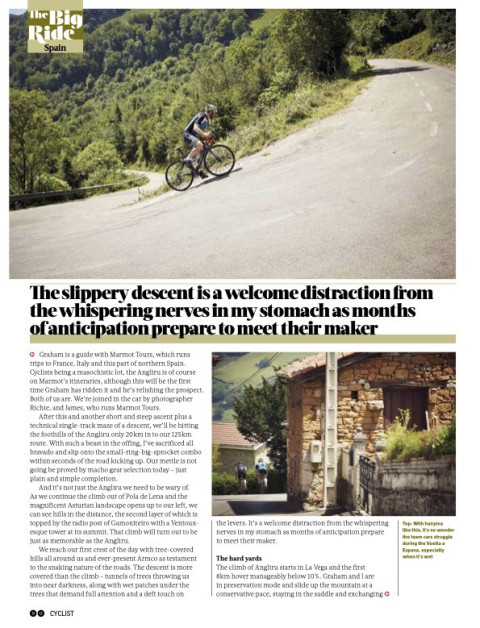 Cyclist magazine May 2015 Angliru cycling climb with Marmot Tours p4
