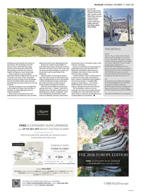Sydney Morning Herald Garry Maddox feature on Marmot Tours guided European road cycling tours