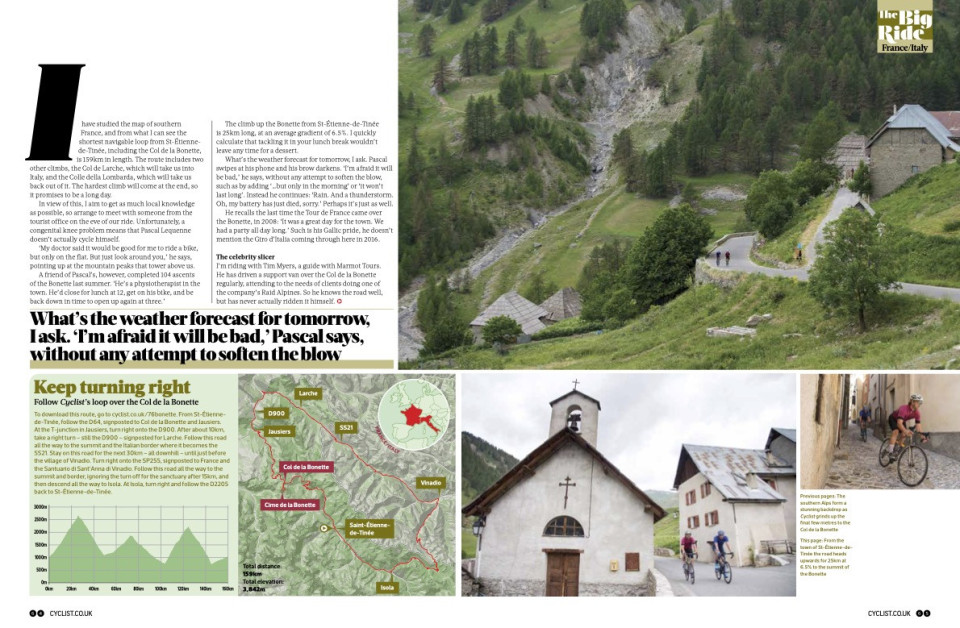 cyclist magazine col de la bonette article with marmot tours page 2