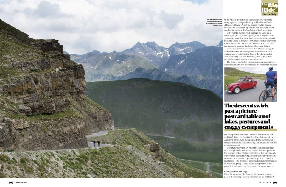 cyclist magazine col de la bonette article with marmot tours page 4