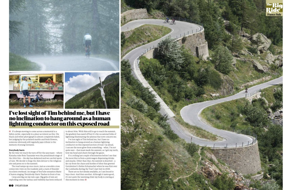 cyclist magazine col de la bonette article with marmot tours page 8