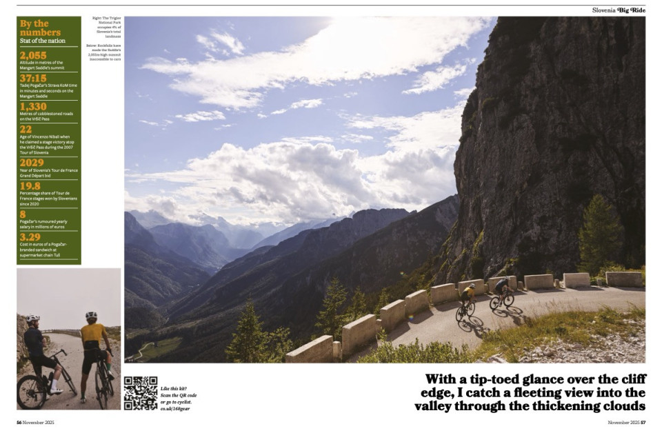 Cyclist magazine double page marmot tours article slovenia page 5 November 2025