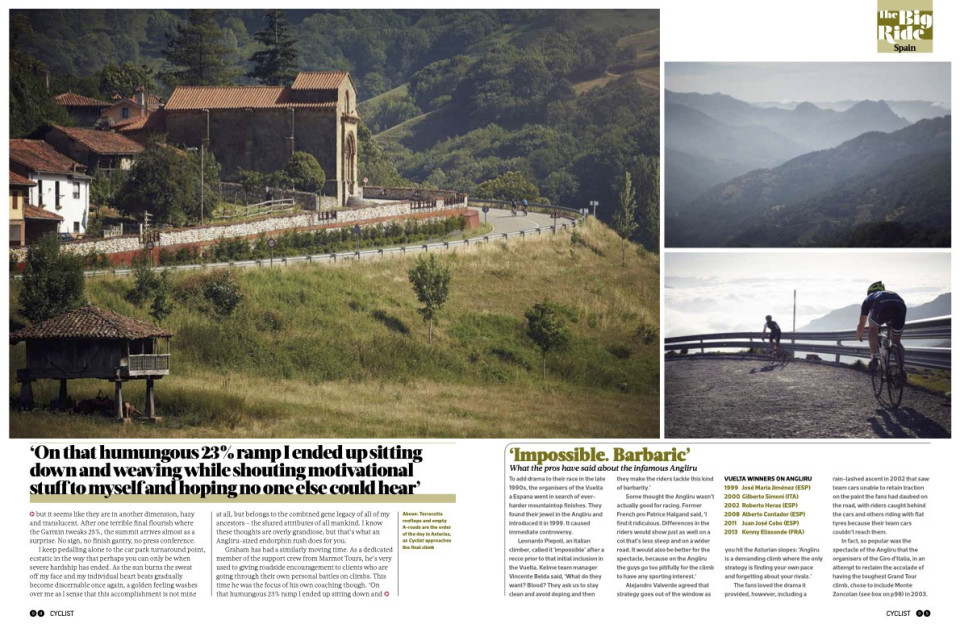 Cyclist magazine May 2015 Angliru cycling climb with Marmot Tours p6