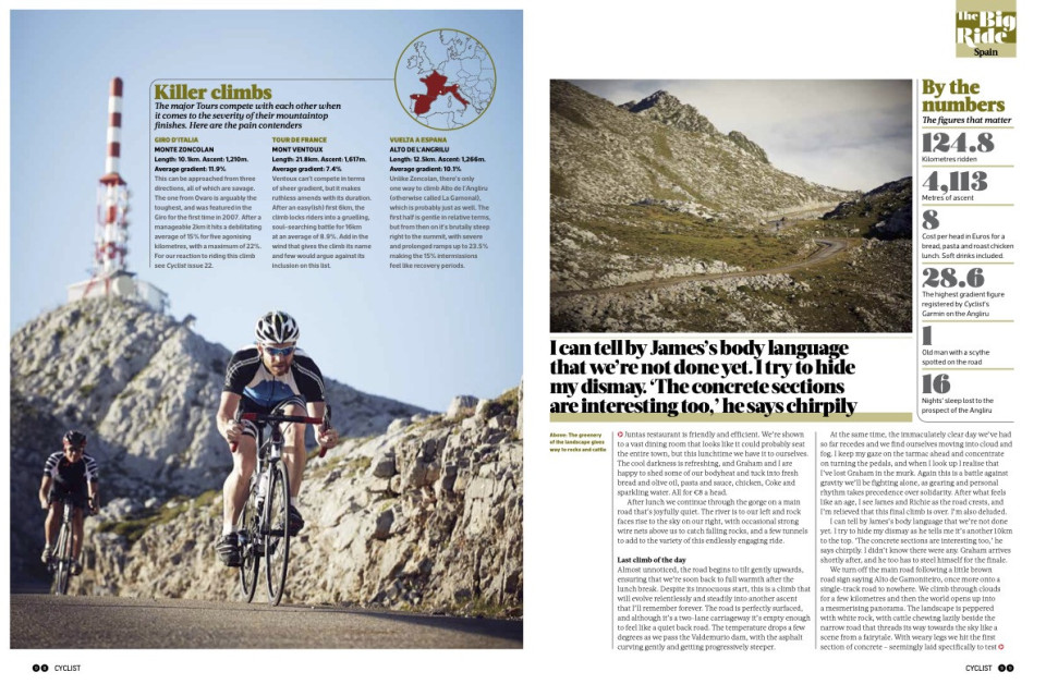 Cyclist magazine May 2015 Angliru cycling climb with Marmot Tours p8