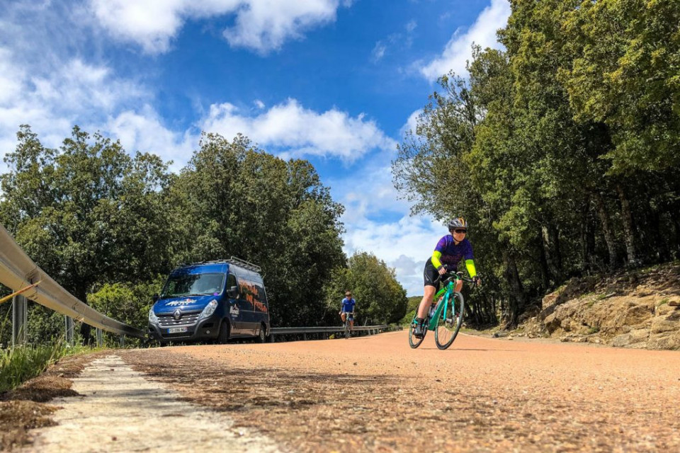 Cyclist enjoying road cycling in Sardinia with Marmot Tours