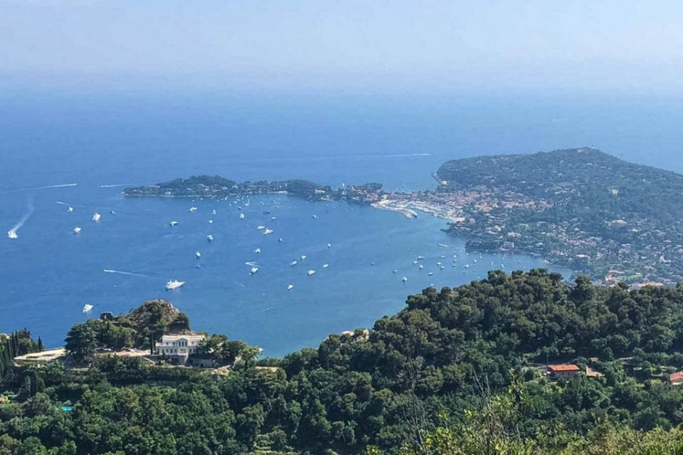 View of the sea over Nice on Marmot Tours guided road cycling tour Southern Alps