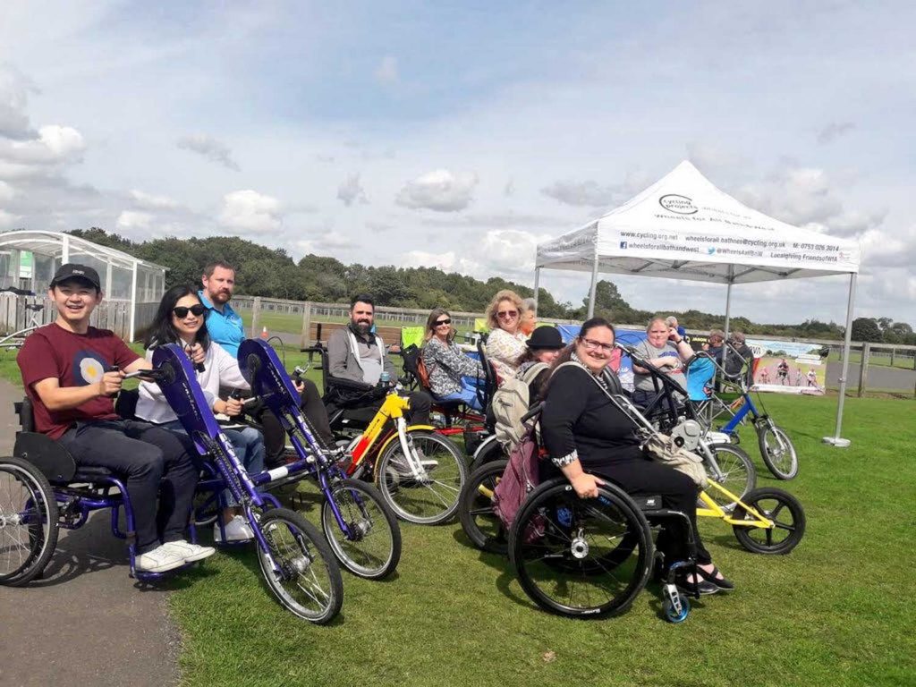Marmot Tours charity Bath Wheels for All users on adapted bicycles