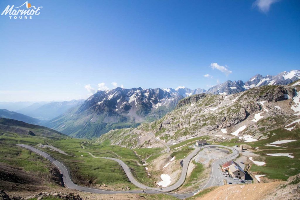 Breathtaking view of Galibier Marmot Tours road cycling holiday French Alps