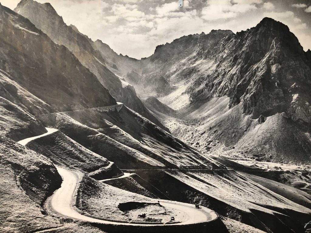 Vintage photo of Tourmalet on Raid Pyrenean road cycling challenge