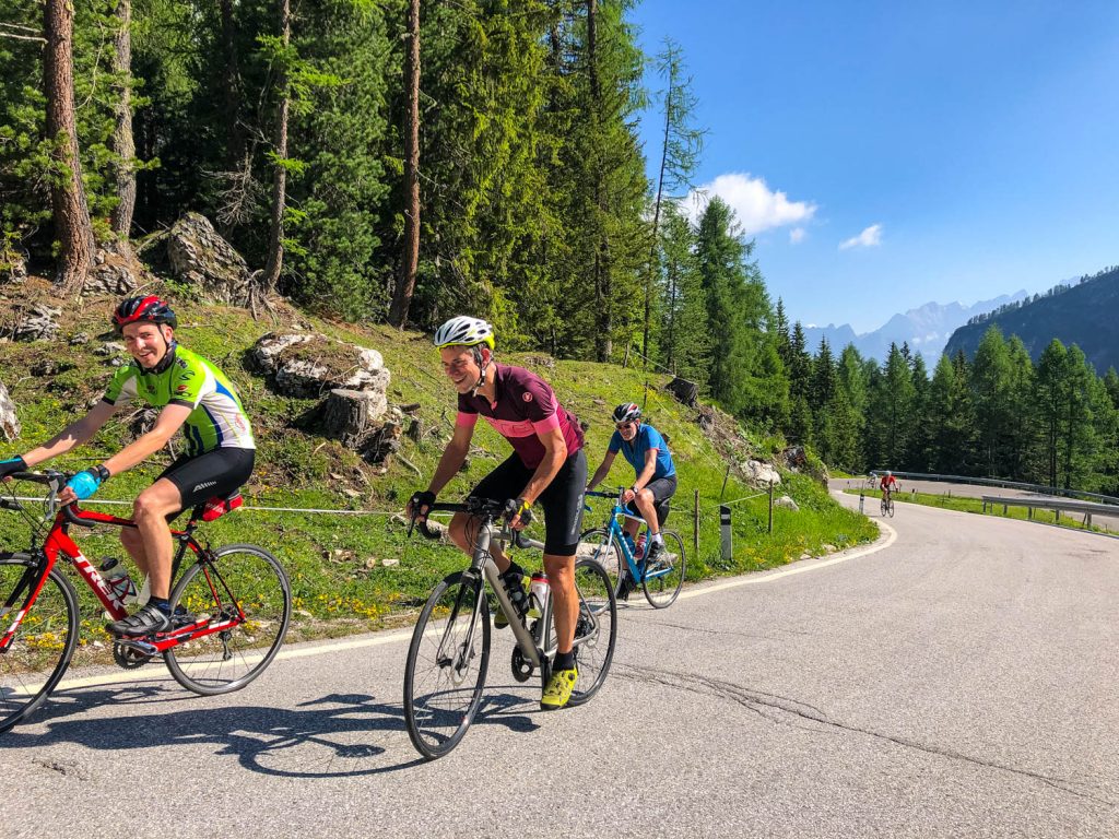 Group of cyclists on Marmot Tours European road cycling holiday in the Alps