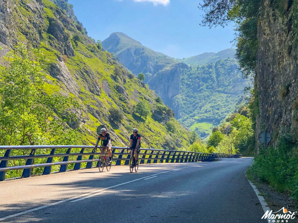 Two cyclists in Picos Northern Spain on Marmot Tours guided cycling holiday Spain
