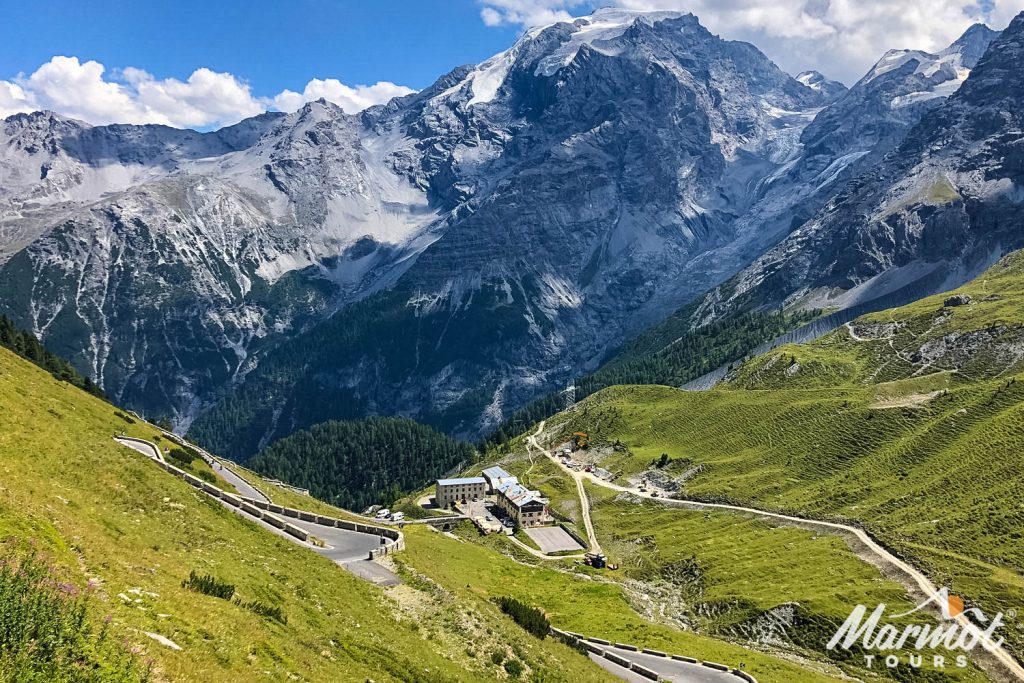 Passo dello Stelvio on Marmot Tours full support road cycling tour of Dolomites Italy