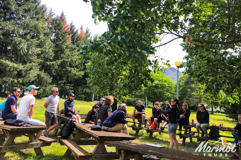 Marmot Tours guides enjoy training session in leafy grounds in French Pyrenees