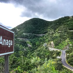 Snaking road through lush mountainside in Anaga Tenerife on Marmot Tours road cycling holiday