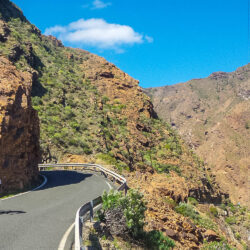 Cyclist climbing Valley of the Tears on Marmot Tours guided road cycling tour Gran Canaria