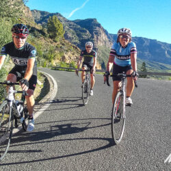 Cyclists on the road to Ayacata on guided road cycling holiday Gran Canaria with Marmot Tours