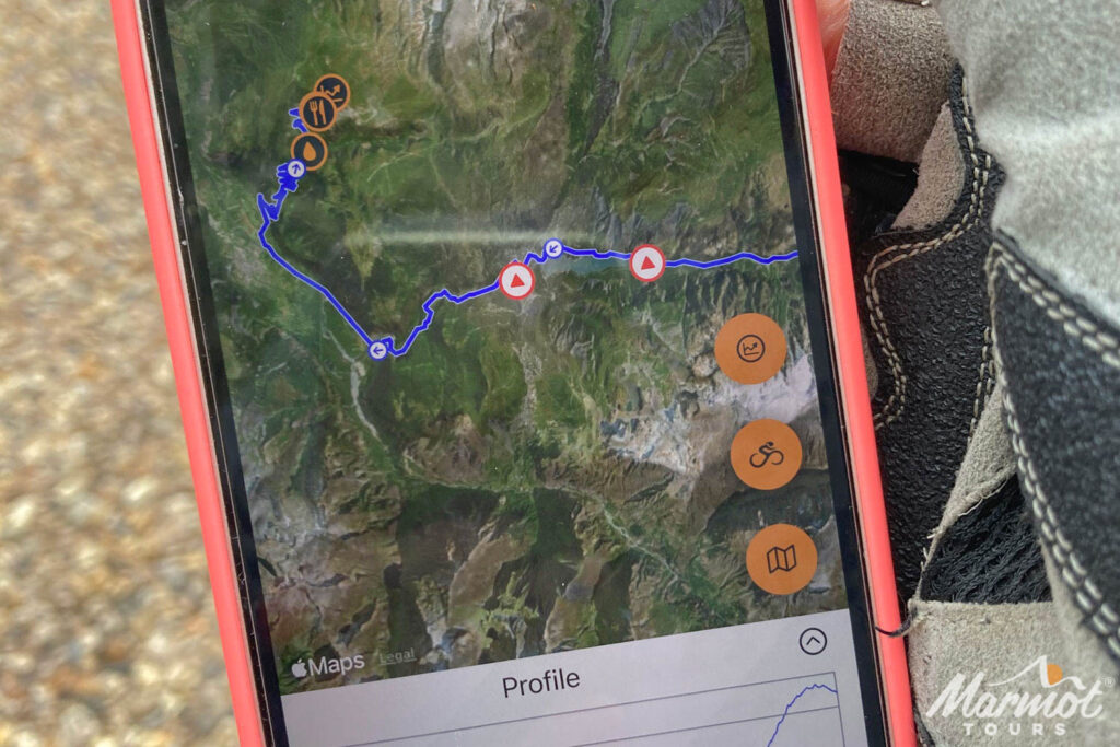 Marmot Tours cycling route support app on iPhone