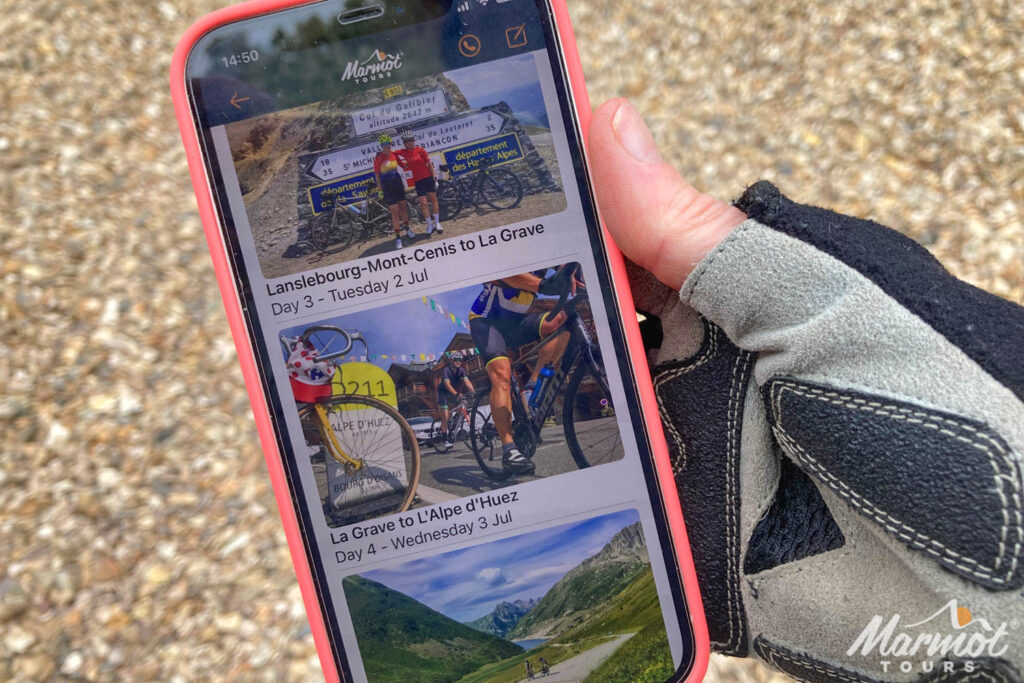 Marmot Tours cycling router support app on iPhone