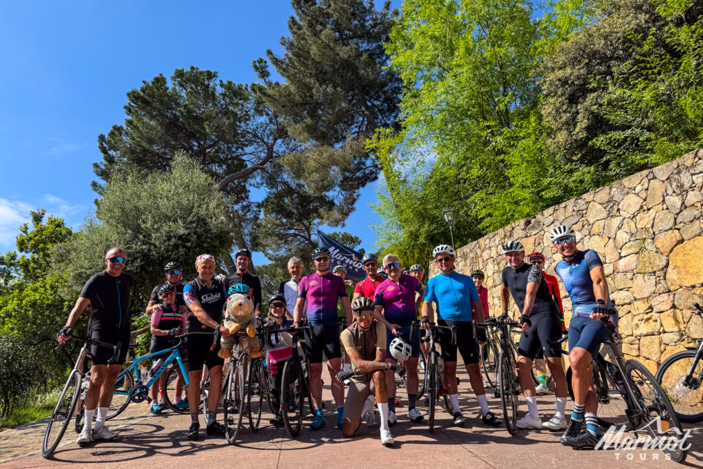 Group of cyclists on day 1 of guided cycling holiday in Sardinia with Marmot Tours